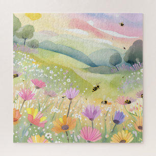 Lente Bijen Bloemvelden   Bloemrijke Kleurrijke Na Legpuzzel