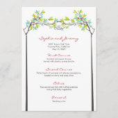 Lente bladeren geknoopt takken liefde bomen bruilo menu (Voorkant)