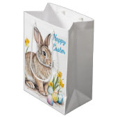 Lente Blij Pasen Konijn  Medium Cadeauzakje (Voorkant Gekanteld)