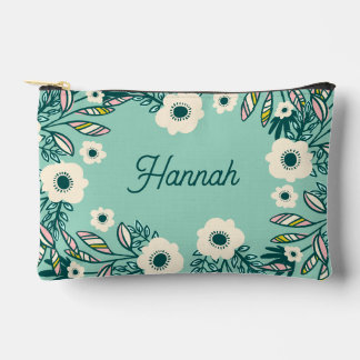 Lente Bloem Accessoire Zak – Wit & Turquoise Etui