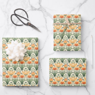 Lente Bloem Art Nouveau Inpakpapier Vel