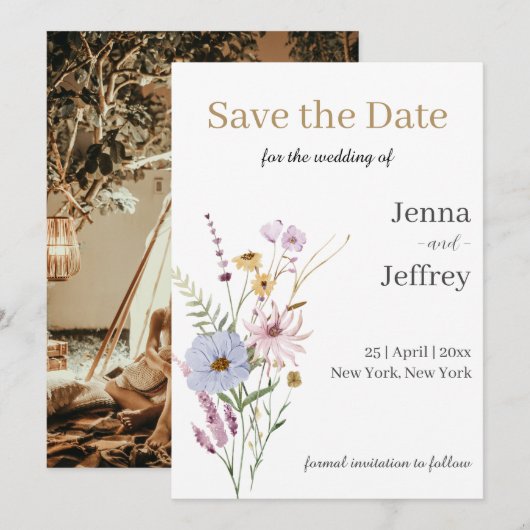 Lente Bloem Boho Bruiloft Save The Date Kaart (Voorkant / Achterkant)