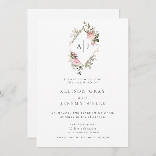 Lente Bloem Bruiloft Uitnodiging (Voorkant / Achterkant)