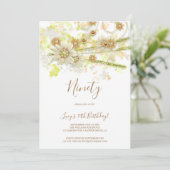 Lente Bloem & Kralen Decoratieve 90ste Verjaardag Kaart (Staand voorkant)