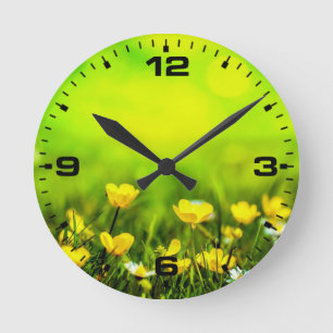Lente Bloemen Achtergrond Ronde Klok