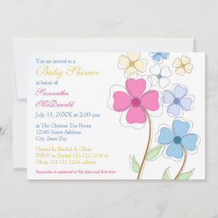 Lente Bloemen - Baby Shower Uitnodiging