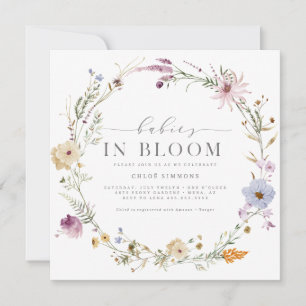 Lente Bloemen Baby's in Bloom Square Baby shower   Kaart