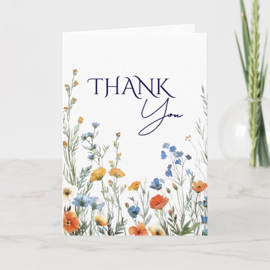 Lente bloemen blauw rood geel dank u bedankkaart (Voorkant)