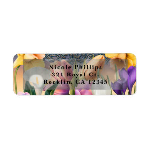 Lente Bloemen Bloemige Elegante Chic Blauwe Uitnod Etiket