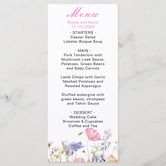 Lente Bloemen Boeket Menu (Voorkant)