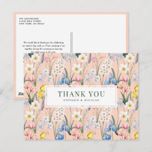 Lente Bloemen Botanische bruiloft Dank u Briefkaart