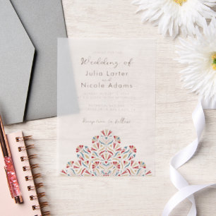 Lente Bloemen Delight Mandala Bruiloft Vellum Uitnodigingen