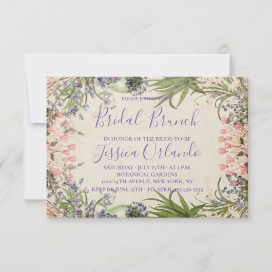 Lente Bloemen Elegant Bruids Brunch Kaart (Voorkant)