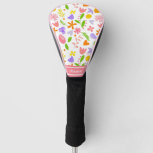 Lente bloemen en harten Dames Golfheadcover