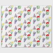 Lente Bloemen en Kolibrie Cadeaupapier (Vlak)