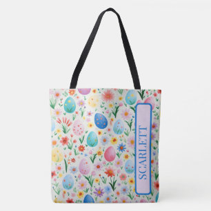 Lente Bloemen en Pasen Eieren Persoonlijk Draagtas