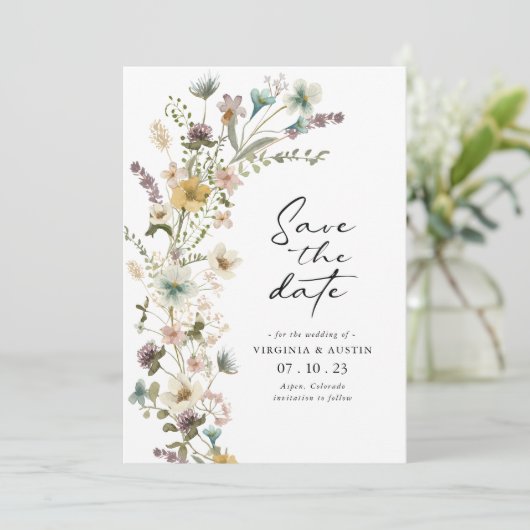 Lente Bloemen Foto Save The Date Kaart (Staand voorkant)