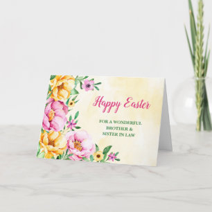 Lente Bloemen Gelukkig Pasen Broer Zus in de wet Feestdagen Kaart