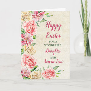 Lente Bloemen Gelukkig Pasen Dochter Zoon in de we Feestdagen Kaart