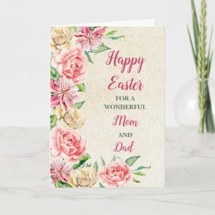 Lente Bloemen Gelukkig Pasen Mam en Pap Feestdagen Kaart