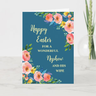 Lente Bloemen Gelukkig Pasen Nephew en zijn vrouw Feestdagen Kaart