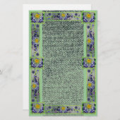 Lente Bloemen Groen Denim Papier (Voorkant / Achterkant)