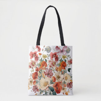 Lente Bloemen In Bloei Met Vlinders Draagtas