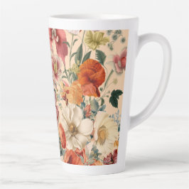 Lente Bloemen In Bloei Met Vlinders Latte Mok