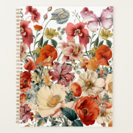 Lente Bloemen In Bloei Met Vlinders Planner