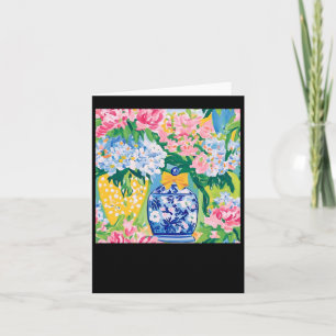Lente Bloemen In Gemberpot Sticker Kaart