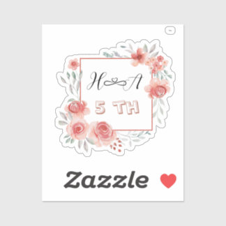Lente Bloemen Jubileum | Elegante Moderne Bruiloft Sticker