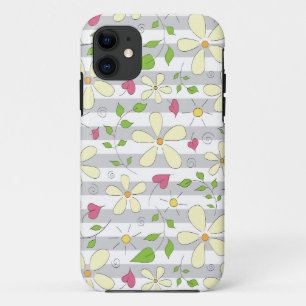 Lente bloemen kamille madeliefje bloemrijke doodle iPhone 11 hoesje