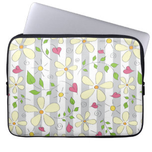 Lente bloemen kamille maisy floral happy doodle laptop sleeve