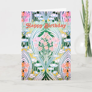 Lente Bloemen Kleurrijke Gelukkige Verjaardag Kaart