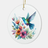 Lente Bloemen Kolibrie Keramisch Ornament (Links)