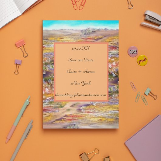 Lente bloemen landschap Flat Save The Date Kaart