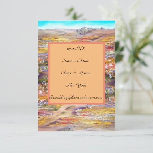 Lente bloemen landschap Flat Save The Date Kaart (Staand voorkant)