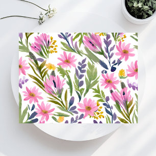 Lente Bloemen Mooie Pastel Bloemige Waterverf Briefkaart