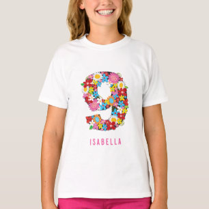 Lente bloemen nummer negende meisje negende verjaa t-shirt