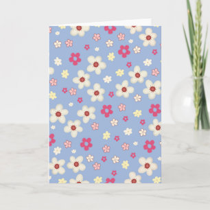 lente bloemen op blauwe achtergrond kaart