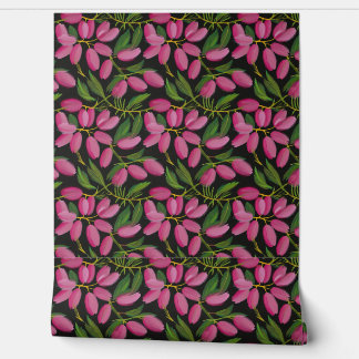 Lente bloemen op een zwarte achtergrond behang