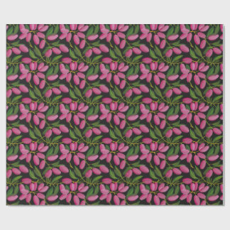 Lente bloemen op een zwarte achtergrond cadeaupapier