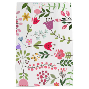 Lente bloemen op wit medium cadeauzakje