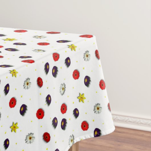 Lente bloemen op wit tafelkleed (Voorbeeld)
