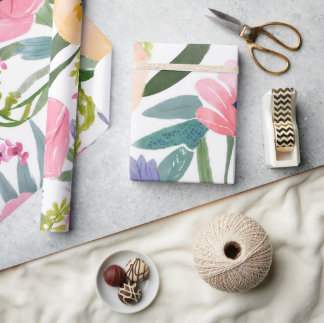 Lente Bloemen | Pastel Bloemenschildering in Water Cadeaupapier