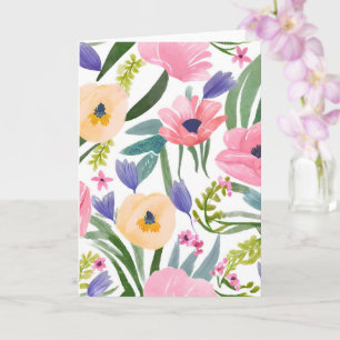 Lente Bloemen Pastel Bloemenschildering in Water Kaart