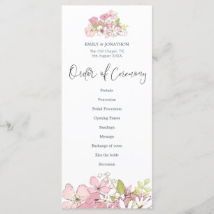 Lente Bloemen Pastels Stijlvol Script Bruiloft Programma