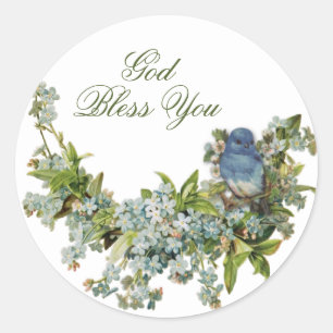 Lente bloemen Religie God zegene je Ronde Sticker