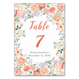 Lente Bloemen Trouwtafel Nummer Kaart
