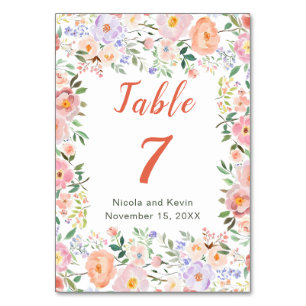 Lente Bloemen Trouwtafel Nummer Kaart